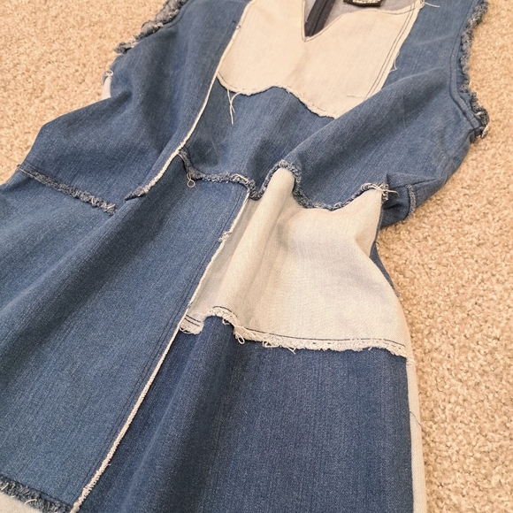 Y2k Vintage Nanette Lepore Patchwork Denim Sleeveless Dress Size SmallY2k Brit - Picture 3 of 4
